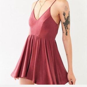 Urban outfitters Silence + Noise Satin Mini dress/ Romper size small in Red!